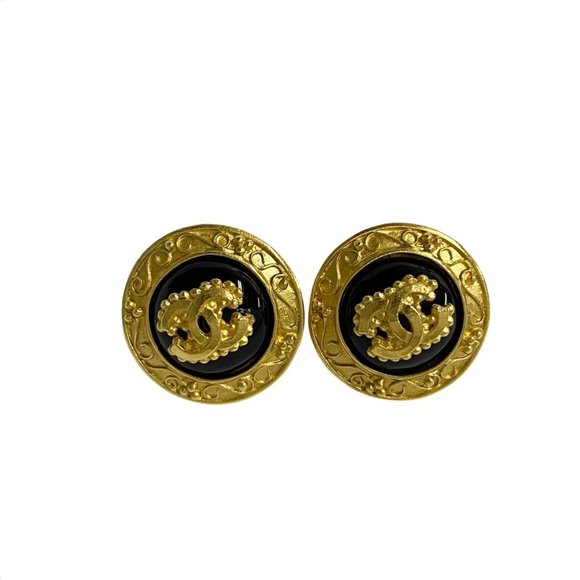 CHANEL Black Logo Earrings - Picture 1 of 4